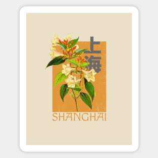 Shanghai China Vintage Botanical Illustration Sticker
